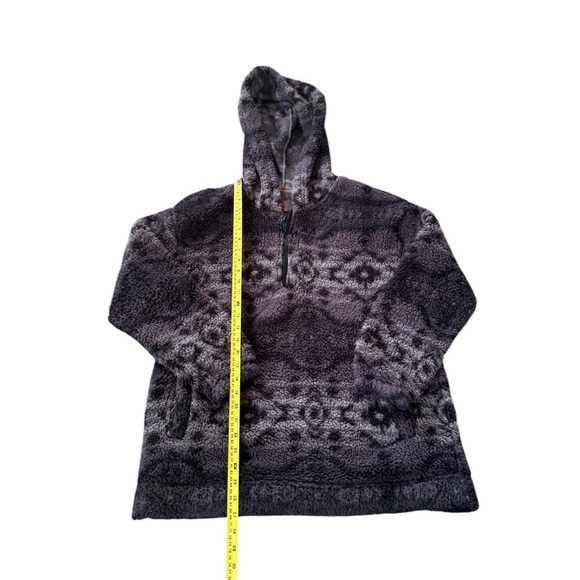 Koolaburra by UGG Brushed Back Sherpa Hoodie Pullover Black Geo Medium A544816 - Picture 2 of 4